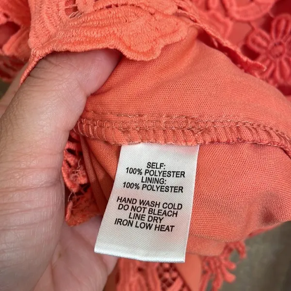 Lulus‎ Love Poem bright coral orange lace mini dress, size S, NWT - Image 8