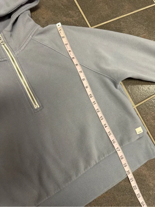 Vuori Restore Half 1/2 Zip Hoodie Fleece Sweatshirt Long Sleeve Gray Blue Medium - Image 12