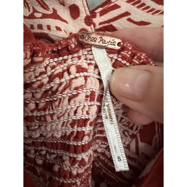 Free People Babylon River Polka Dot Tank Size Small‎ Rust Red Sleeveless - Image 3