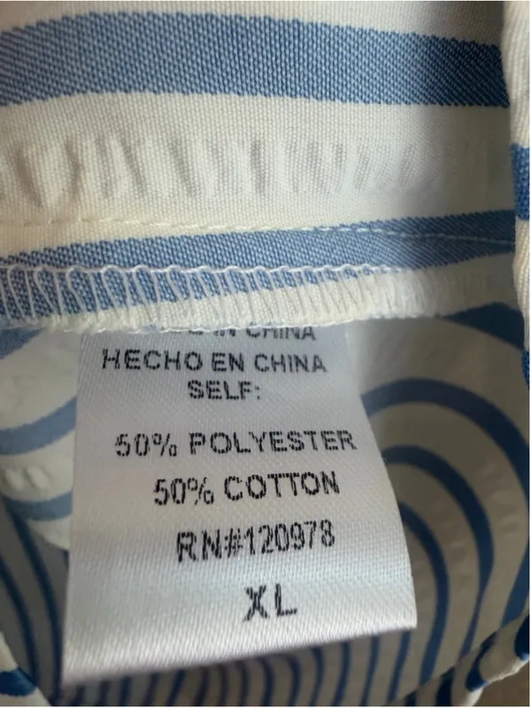 Entro Embroidered Stripe Puff Sleeve Blouse in Blue Size XL - Image 8