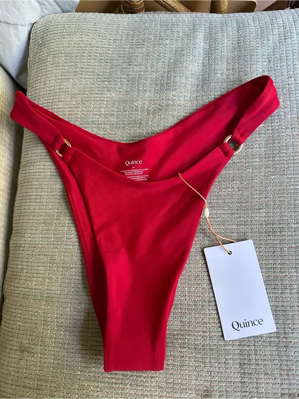 NWT Quince High Leg Ring bikini bottoms cherry - Image 2