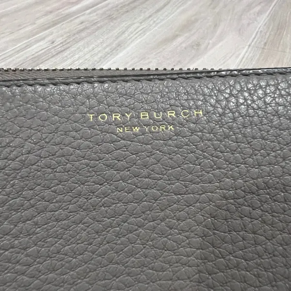 Tory Burch Perry Zip Around Continental Wallet Leather Gray - Image 4