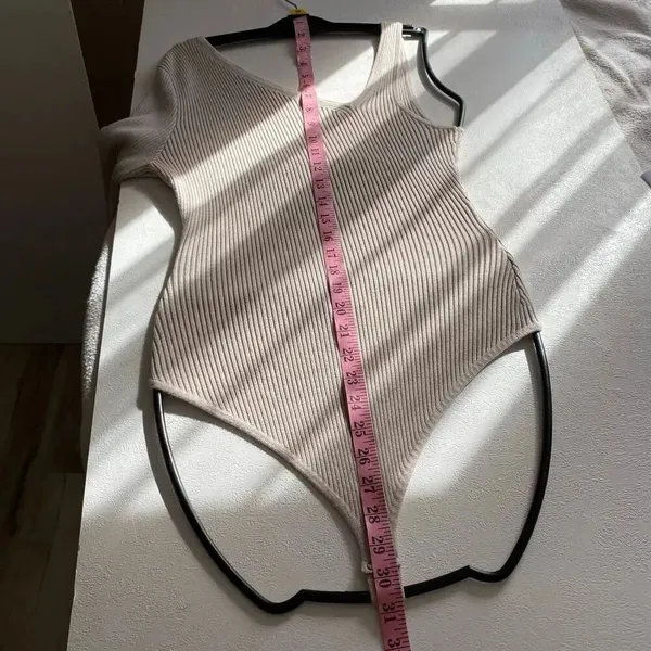 Abercrombie & Fitch Asymmetrical Ribbed Bodysuit One Shoulder Long Sleeve Size M - Image 5