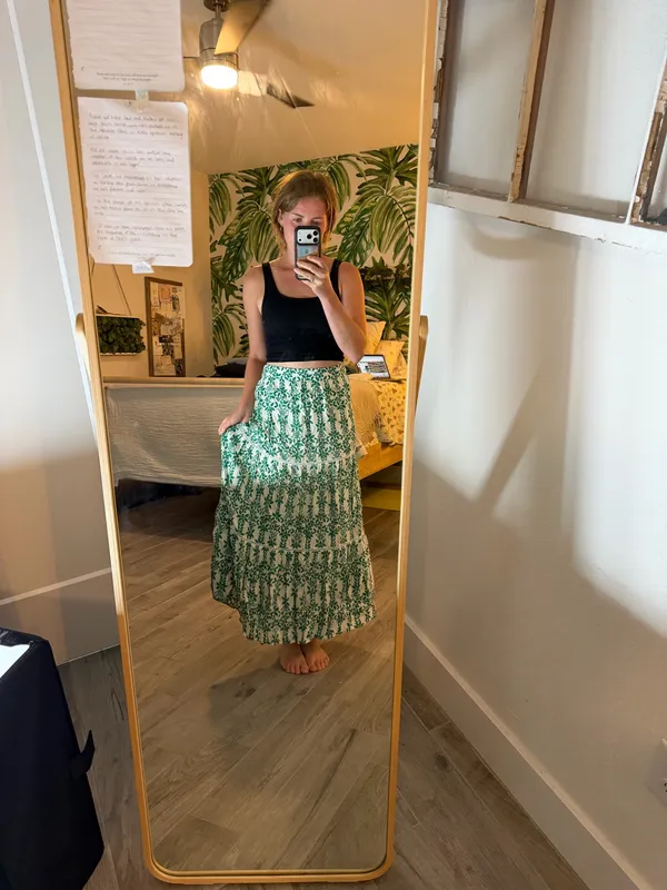 Skies Are Blue green floral maxi skirt S - Image 2