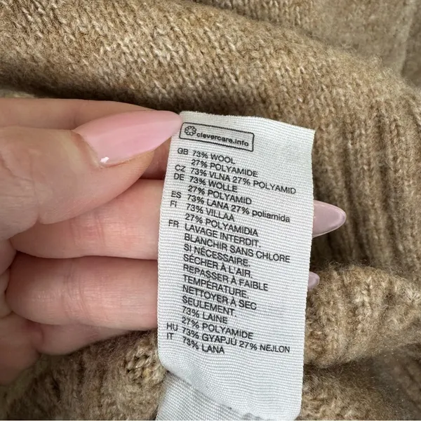 & Other Stories Turtleneck Tan Sweater Wool Blend Size Medium - Image 3