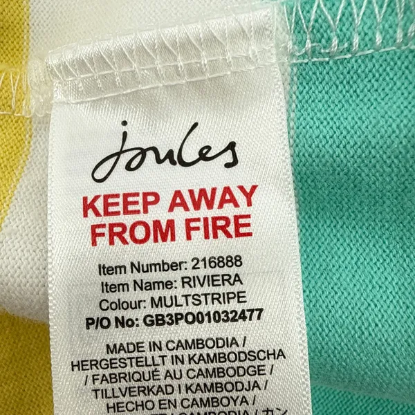 Joules Riviera T-Shirt Dress US 16 Cotton Shift Rainbow Multi Stripe Mini‎ - Image 8