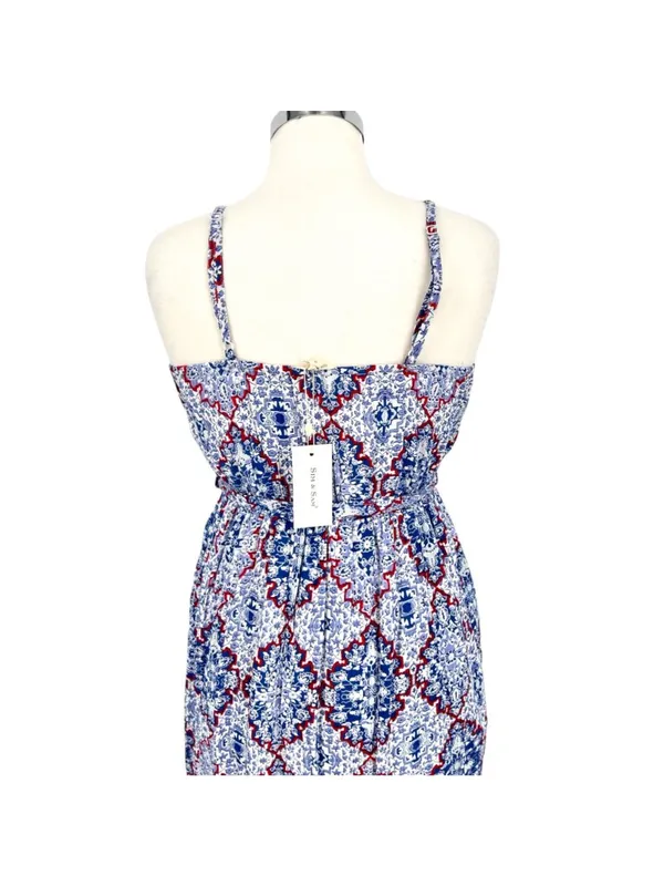 Sim & Sam Printed Summer Maxi Dress Blue Size Small NWT Boho Resortwear - Image 8