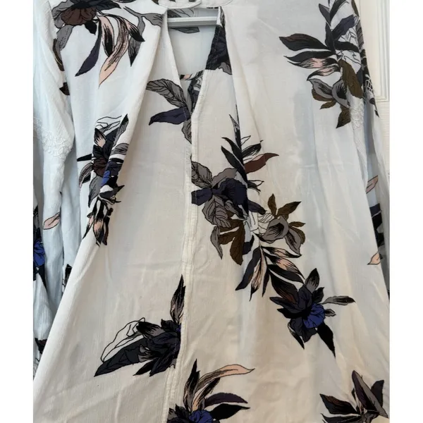 Free People Floral Mini Swing Dress Tunic White Feminine‎ Lace Party Hi-Lo Small - Image 9
