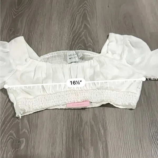 Hello Molly White Long Sleeve Cropped Smocked Peasant Prairie Top Size‎ 8 NWT - Image 9