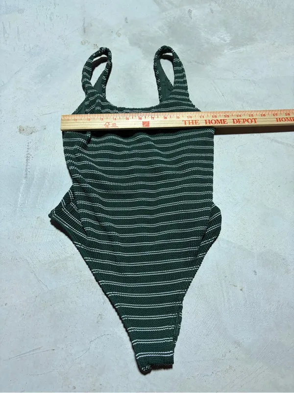 Abercrombie & fitch Green Striped One-Piece Swimsuit small - Image 3