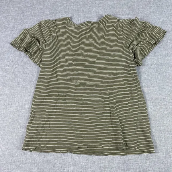 Lauren Ralph Lauren Shirt‎ Womens L Green Striped Crew Neck Short Flutter Sleeve - Image 8