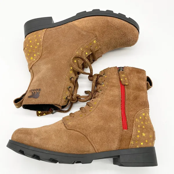 Sorel Emelie‎ Combat Boot Womens 5 Waterproof Suede Gold Stars Boho Fairy Grunge - Image 6