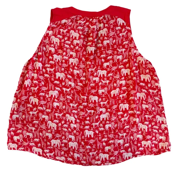 Maeve Anthropologie Red Safari Animal Print Sleeveless V-Neck Blouse Top Size 2 - Image 3
