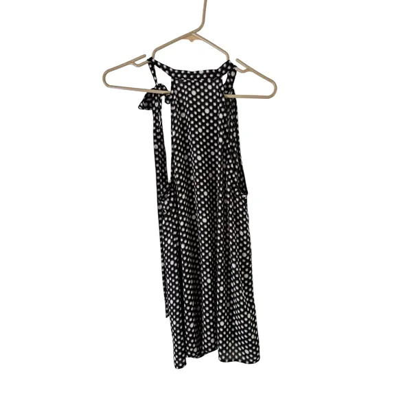 LOFT Halter Top Sleeveless Tie Neck Blouse Black White Polka Dot M‎ - Image 9