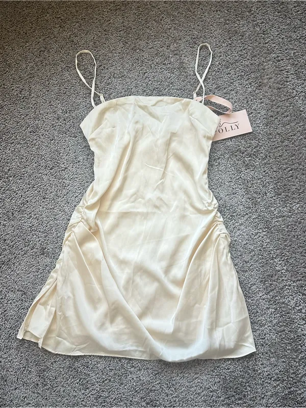 Oh Polly Cream Satin Mini Dress - Image 2