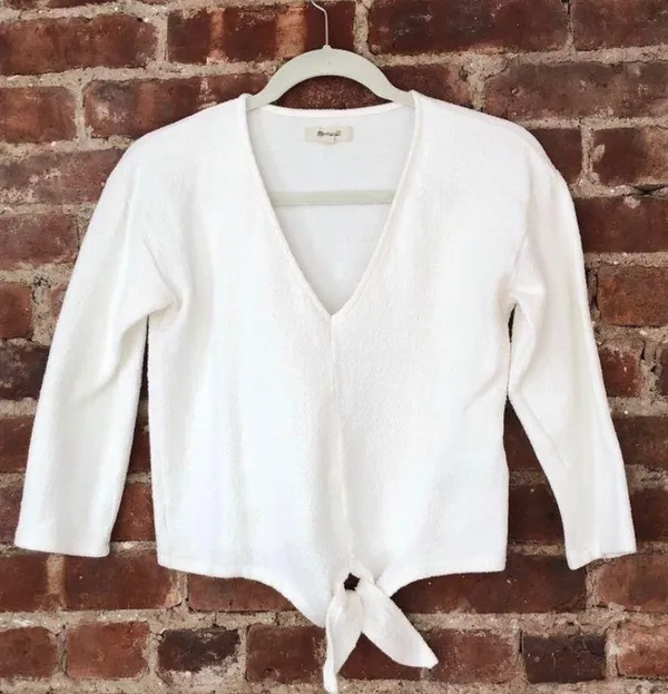 textured tie front top - Image 2