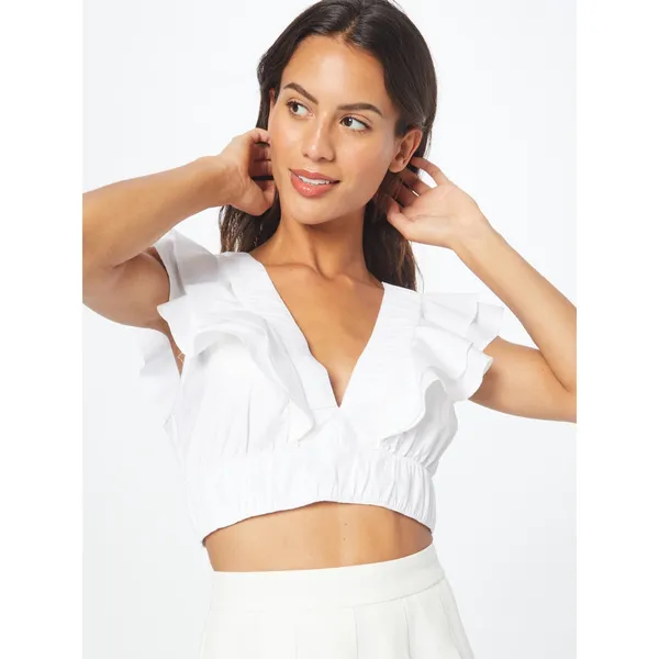 Abercrombie & Fitch Drama Poplin Ruffle Cropped Tank Top White Size XL - Image 5