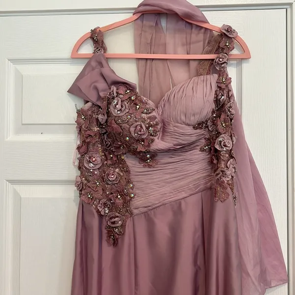 Sarafia Couture Silk Purple Lavender Formal Gown Dress Mother of The Bride Sz 8 - Image 2