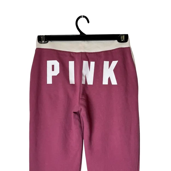 Pink Victoria's Secret Joggers Women XS Pink Logo Sweatpants Athleisure Lounge - Image 5