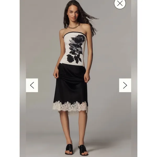 Anthropologie Black Rose Strapless Corset Tube Top Ivory XS - Image 2