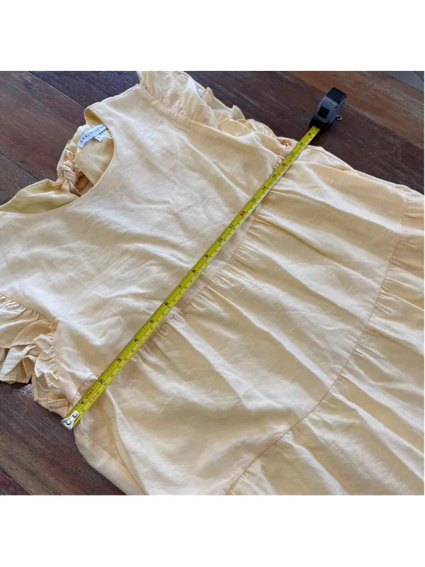 English Factory Butter Yellow Tiered Ruffle Sleeve Maxi Dress Size Large - Image 8