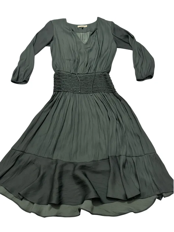 Elegant Green Ruched Waist Maxi Midi Dress – Boho Chic - Image 4