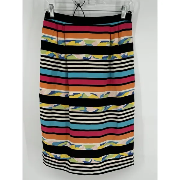 Vtg Rickie Freeman/Teri Jon 2 Pc. Coordinated Stripped Linen Top & Silk Skirt 8 - Image 6