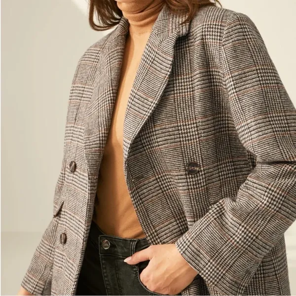 Commense valor plaid oversized overcoat NEW XS Brown - Image 4