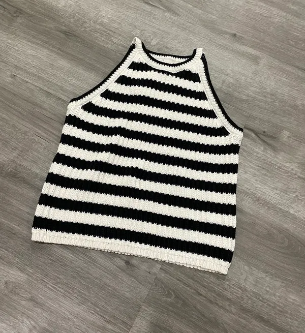 A New Day Black & White Striped sweater Tank Top - Image 2