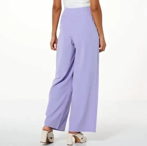 New Kathy Ireland Pleated Wide Leg Trousers Pants Wisteria Purple Size 12 - Image 3