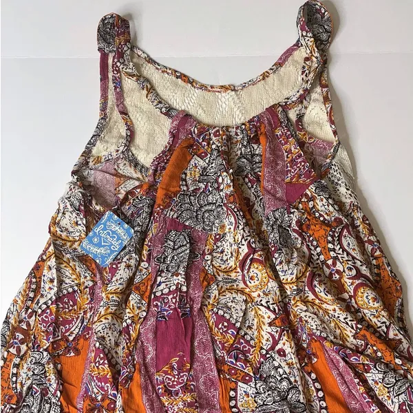 NEW Free People Women's Size XS Count‎ Me In Trapeze Tank Top Pink Lace Yoke - Image 5
