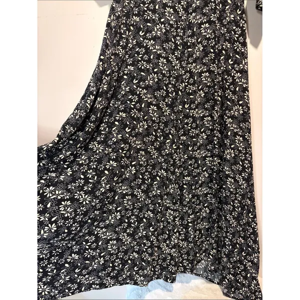 Free People Jessie Black Cream Ditzy Floral Smock Puff Sleeve Dress 90’s SZ 12 - Image 7