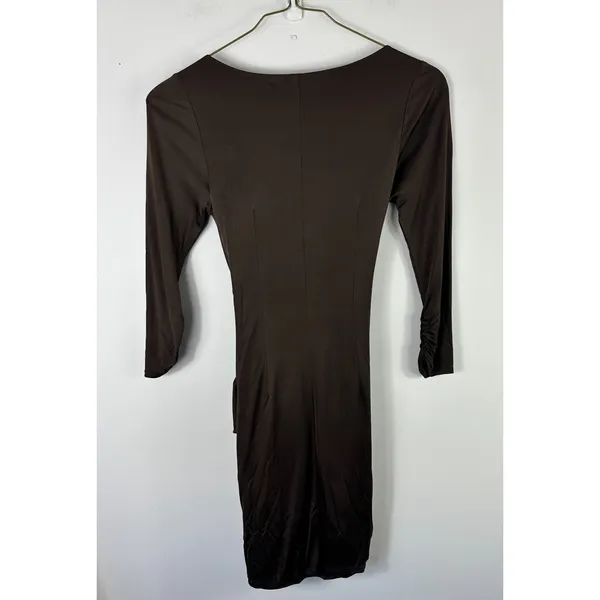 Laundry By Shelli Segal Long Sleeve Mini Dress Womens‎ 6 Brown Jersey Belted NWT - Image 6