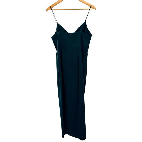 Shona Joy Core Cocktail Draped Midi Dress Emerald Green Wedding Guest Size 8 US - Image 6