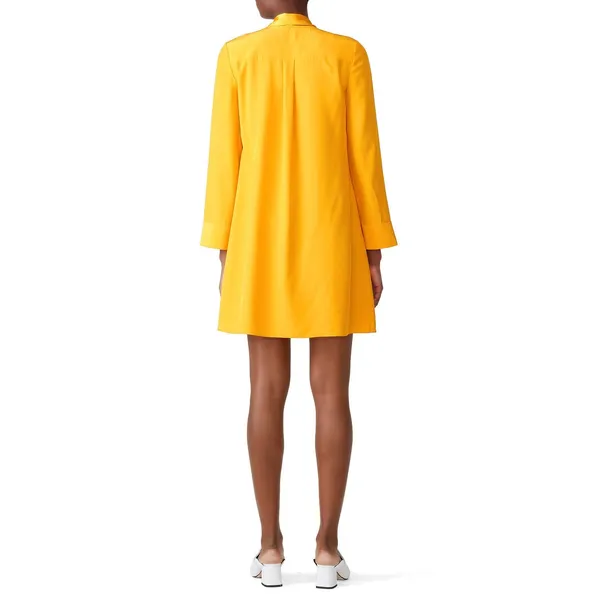 TORY BURCH Women's Yellow Golden 100% Silk Crew Neckline Sophia Dress Size 2 - Image 2
