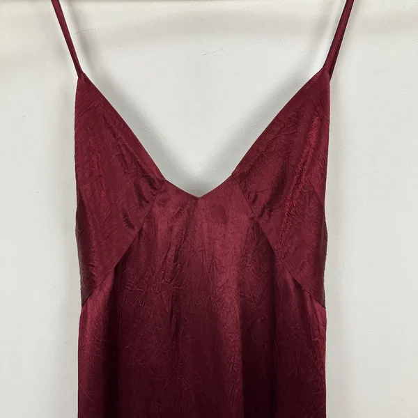 J.Crew Cross Back Dress Textured Satin Slip Burgundy Evening Formal US 14 NWT - Image 7