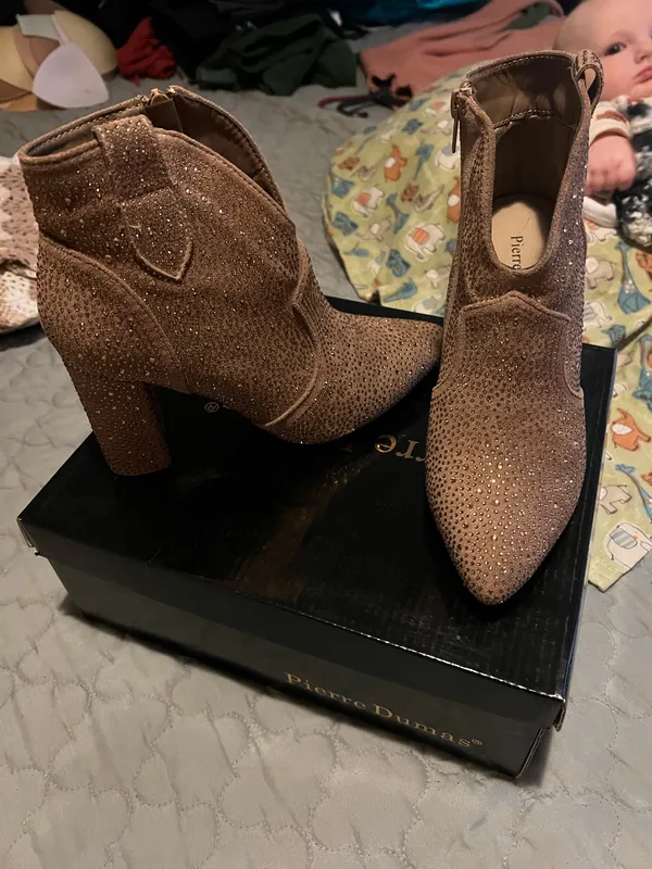 Rhinestone ankle boots Gold Size 7.5 - Image 2