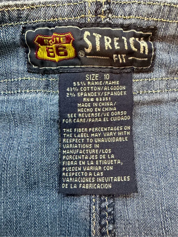 Route 66 Y2K Denim Mini Skirt Embroidered Belted Stretch Jean Skirt Size 10 - Image 5