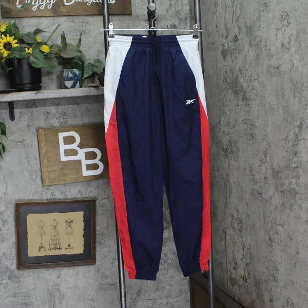 NWT Reebok Womens Colorblock Nylon Track Pants IT5650 Vector Navy Blue S - Image 3