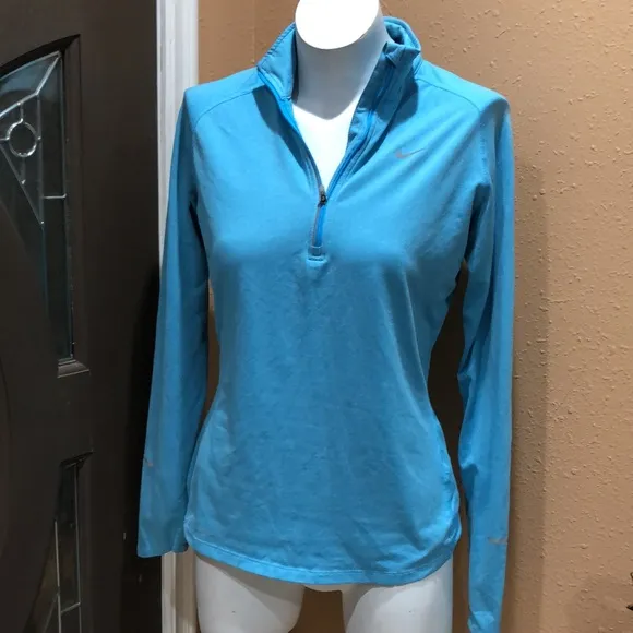 Nike drifit blue quarter zip long sleeve top - Image 2