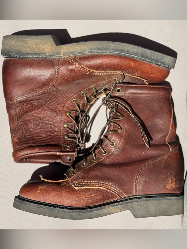 Women’s Double H Ladies Lacer Brown Leather Kilties Lace Up Western Work-boot 9W - Image 4
