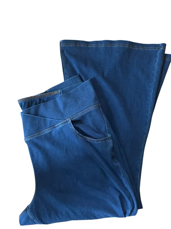 Halara Flex High Waisted Crossover Denim Stretch Pant Sz 3XP Flare Hem Comfort - Image 2