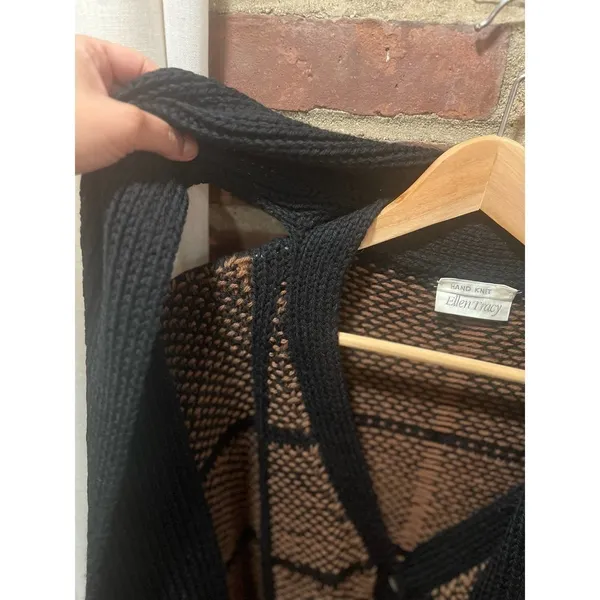 Vintage Ellen Tracy Heavy Knit Scarf Sweater Coat CardiganLarge - Image 9