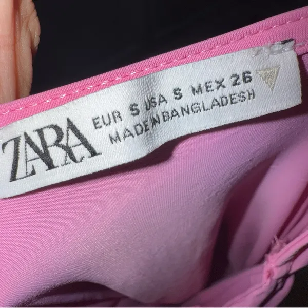 ZARA Y2K Style Mini Dress Pink Halter Scrunched‎ Ruched Bodycon size XS - Image 3