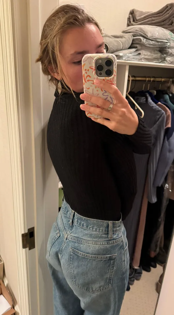 Express Black Sparkle Turtleneck Shirt - Image 4