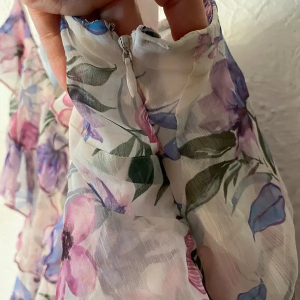 Anthropologie BHLDN Jia print bias cut ruffle Floral Maxi Dress - Image 6