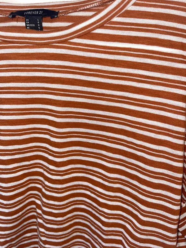 Burnt Orange Cropped Striped Tee - Image 2