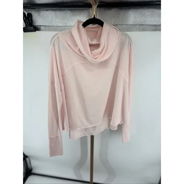 Free People Cozy Time Funnel Slouchy Top Baby Pink Barbie We The Free Size XS - Image 6