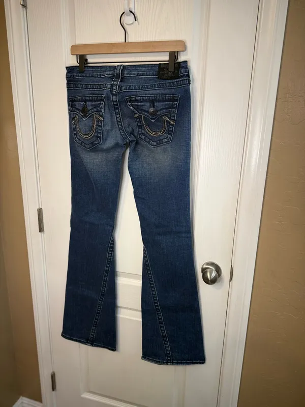 True Religion Women's Distressed Flare Jeans - Medium Blue Wash - Image 2