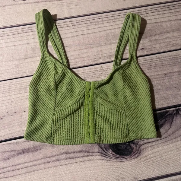 Urban Outfitters Estella Textured Green Crop Top - Image 5
